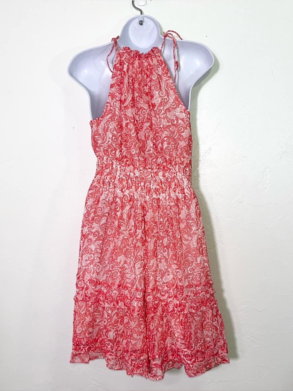 Anthropologie Somerset Halter Mini Dress Pink Coral Paisley Floral Size S - Picture 7 of 12